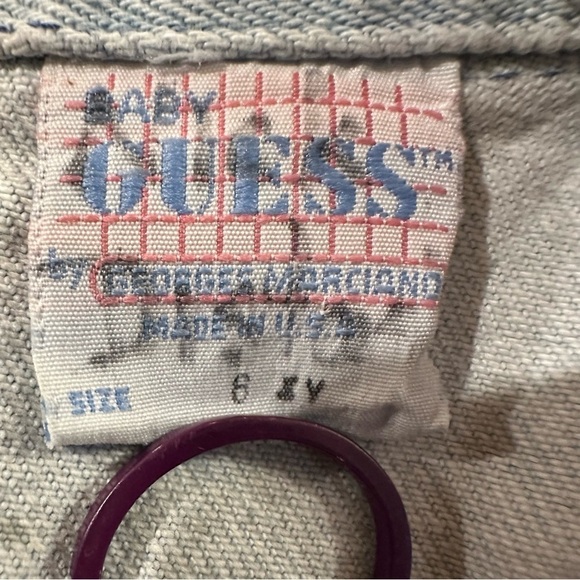 VTG 80s Baby GUESS Jean Jacket G Marciano Sunglasses Graphic 6 Light Wash Denim - Picture 6 of 8